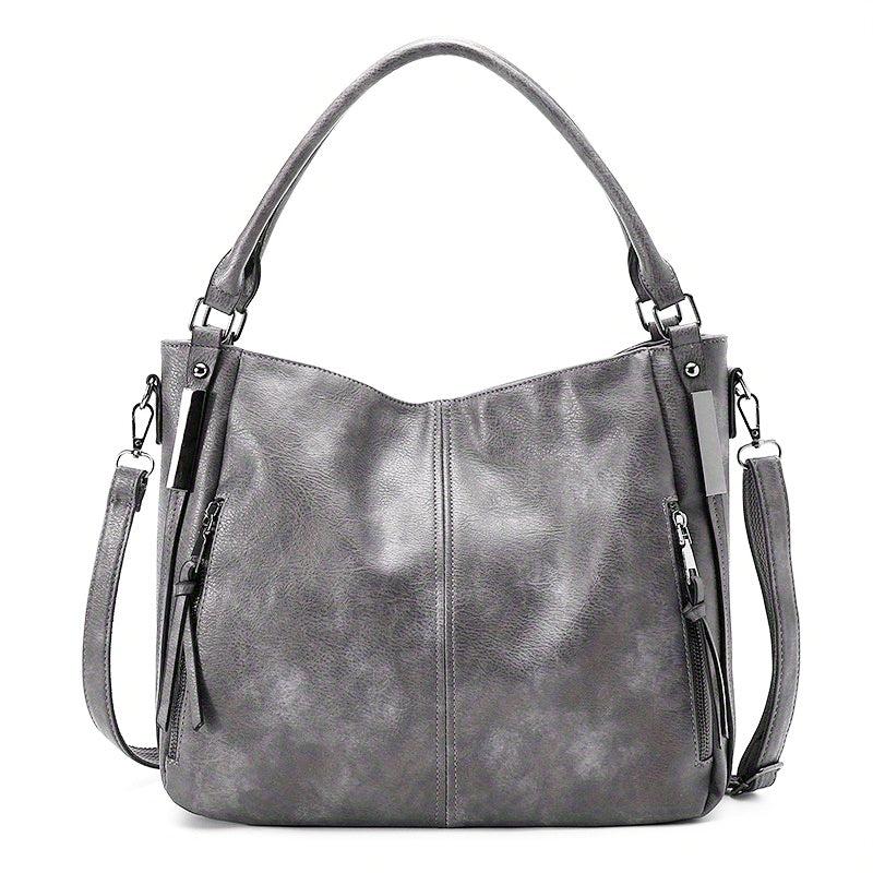 Retro PU Leather Tote Bag Large Capacity Casual Shoulder Crossbody Bag