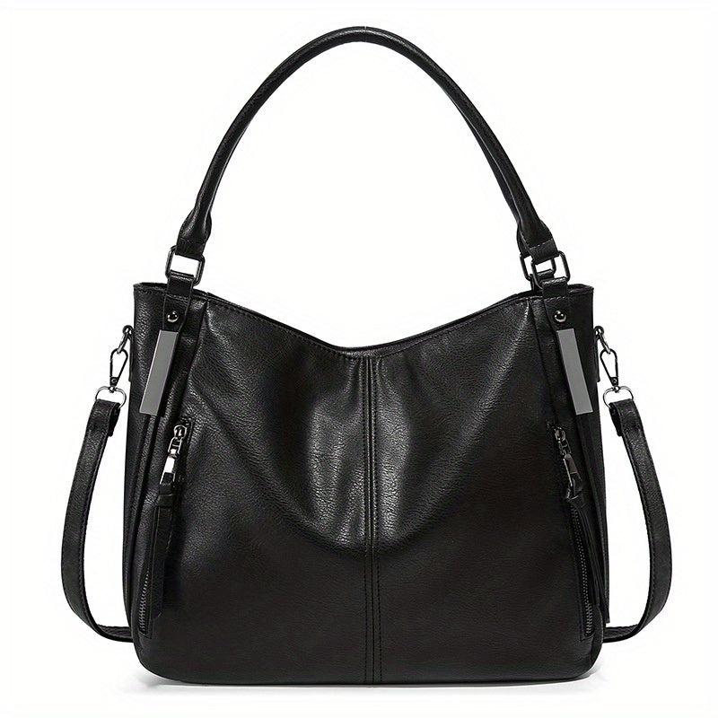 Retro PU Leather Tote Bag Large Capacity Casual Shoulder Crossbody Bag