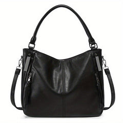 Retro PU Leather Tote Bag Large Capacity Casual Shoulder Crossbody Bag