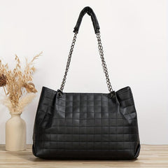 Plaid Pattern Tote Bag Quilted Shoulder Chain Bag Classic Work Bag