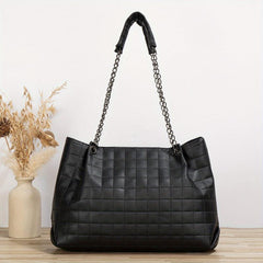 Plaid Pattern Tote Bag Quilted Shoulder Chain Bag Classic Work Bag