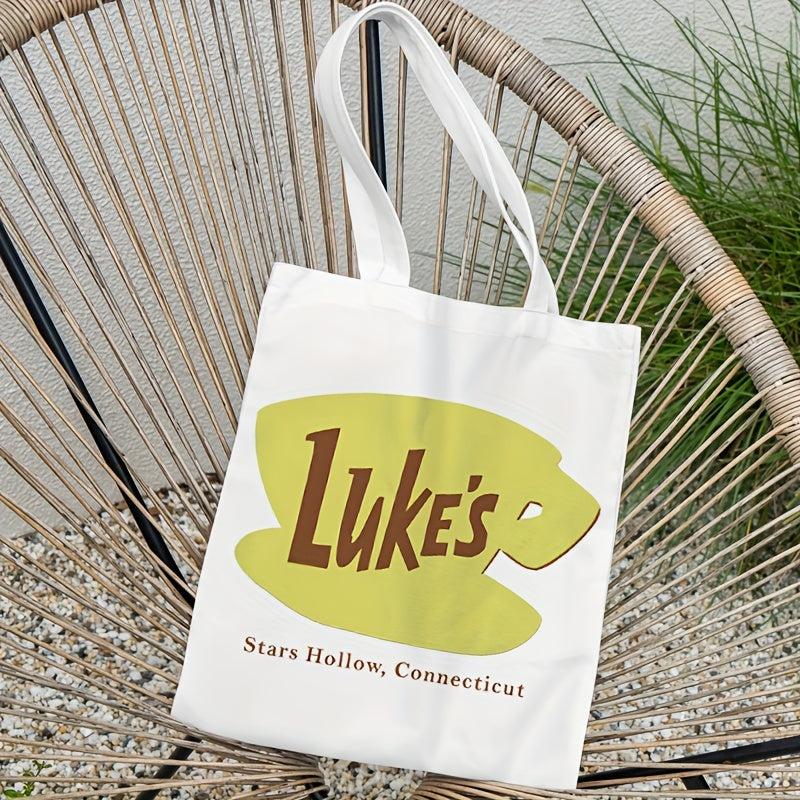Letters Print Canvas Shoulder Bag Lightweight School Bag