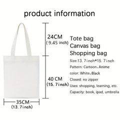 Letters Print Canvas Shoulder Bag Lightweight School Bag