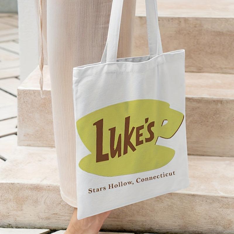 Letters Print Canvas Shoulder Bag Lightweight School Bag