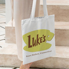 Letters Print Canvas Shoulder Bag Lightweight School Bag