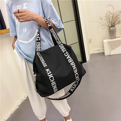 Nylon Tote Bag Shoulder Bag Letter Detail For Work & Travel