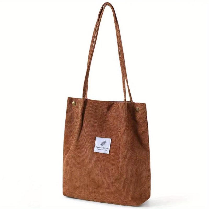 Large Capacity Corduroy Shoulder Bag Minimalist Storage Handbag
