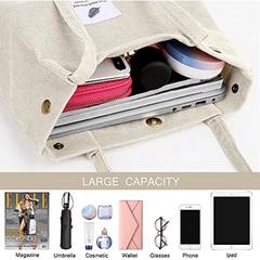 Large Capacity Corduroy Shoulder Bag Minimalist Storage Handbag