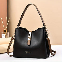 Letter Print Turm Lock Shoulder Bag PU Leather Crossbody Bag