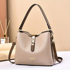 Letter Print Turm Lock Shoulder Bag PU Leather Crossbody Bag