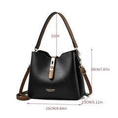 Letter Print Turm Lock Shoulder Bag PU Leather Crossbody Bag