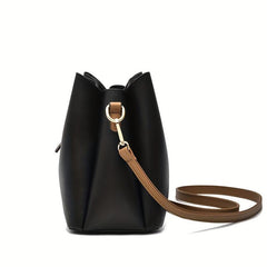 Letter Print Turm Lock Shoulder Bag PU Leather Crossbody Bag