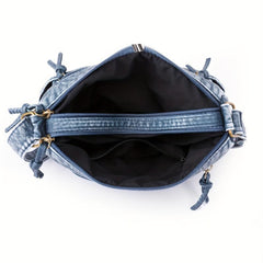 Retro Zipper Crossbody Bag Denim Lightweight Messenger Bag