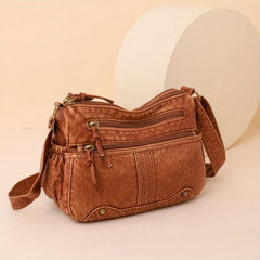 Retro Zipper Crossbody Bag Denim Lightweight Messenger Bag