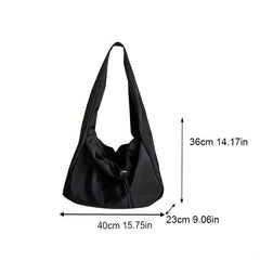 Large Capacity Drawstring Shoulder Bag Solid Crossbody Bag