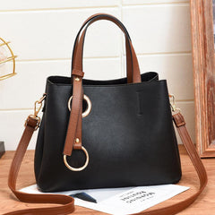 Classic Double Handle Satchel Purse PU Leather Crossbody Bag