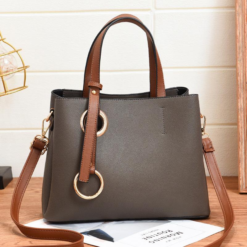 Classic Double Handle Satchel Purse PU Leather Crossbody Bag