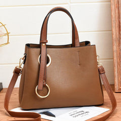 Classic Double Handle Satchel Purse PU Leather Crossbody Bag