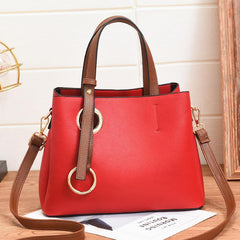 Classic Double Handle Satchel Purse PU Leather Crossbody Bag