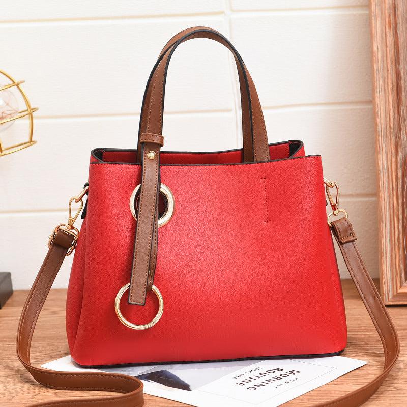 Classic Double Handle Satchel Purse PU Leather Crossbody Bag