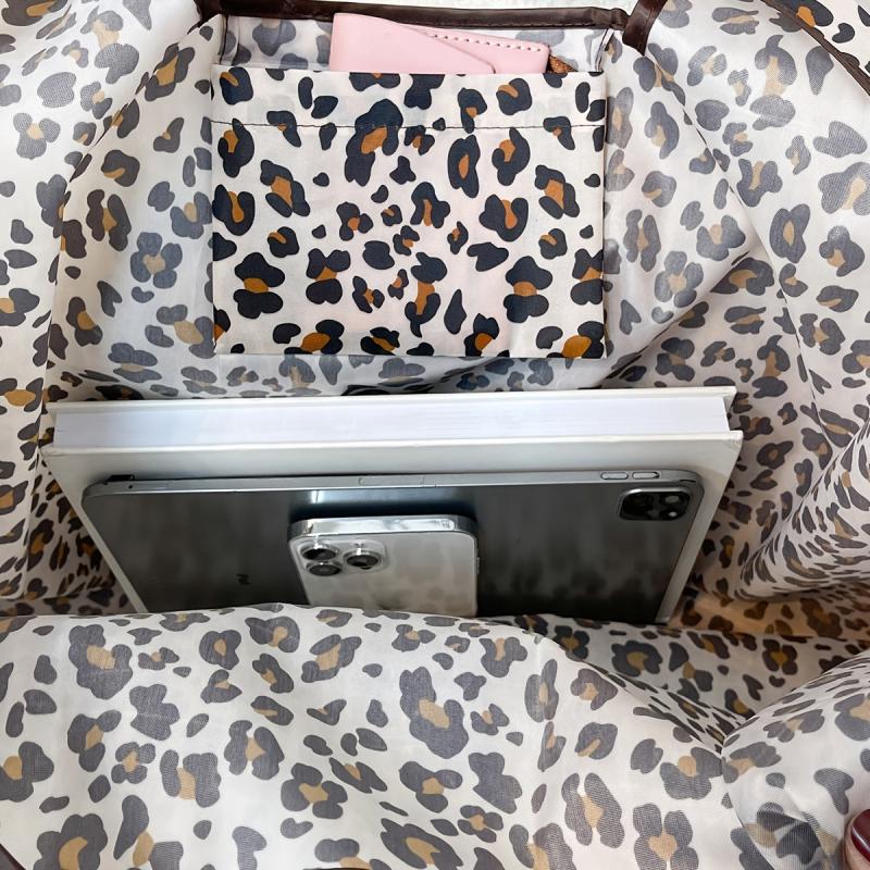 Leopard Print Folding Shopping Bag Reusable Grocery Bag Travel Tote Bag