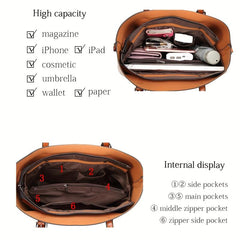 Women Handbags Tote Bag Soft Leather Large Capacity Casual Ladies Shoulder Cross