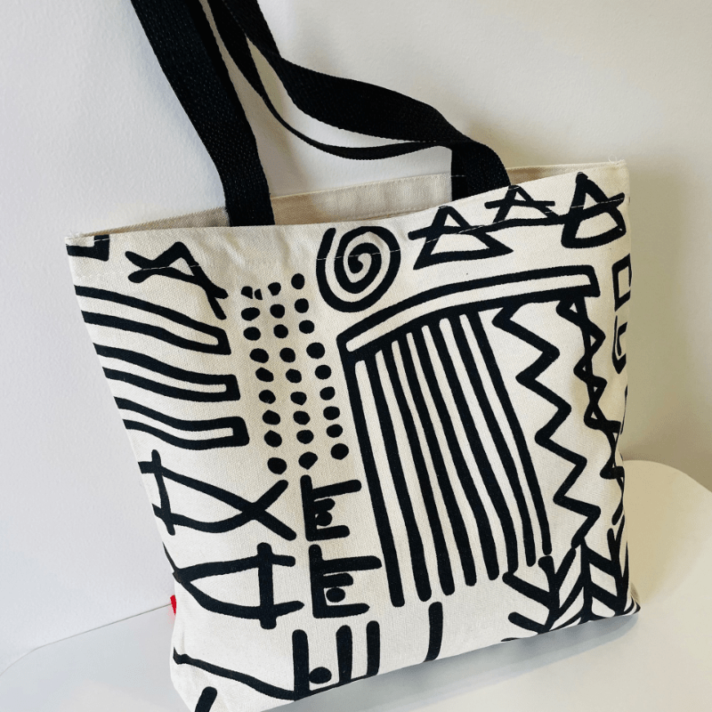 Abstract Line Pattern Canvas Bag Storage Handbag for Work & School