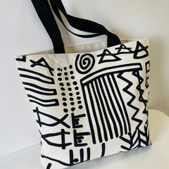 Abstract Line Pattern Canvas Bag Storage Handbag for Work & School