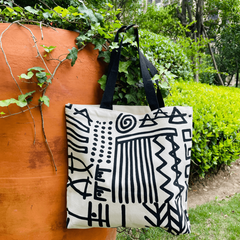 Abstract Line Pattern Canvas Bag Storage Handbag for Work & School