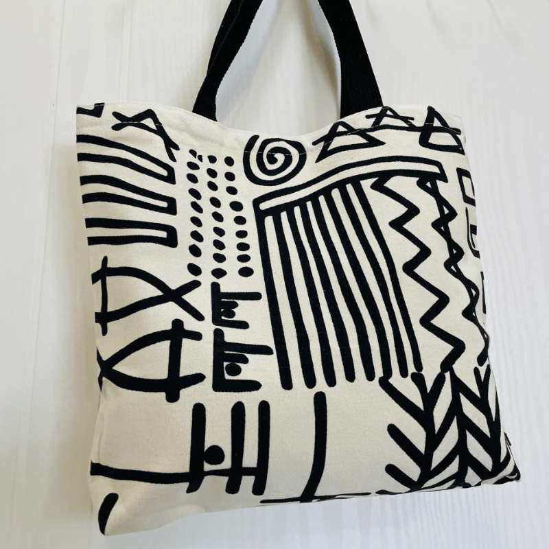 Abstract Line Pattern Canvas Bag Storage Handbag for Work & School