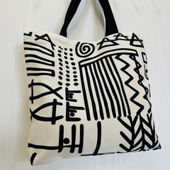 Abstract Line Pattern Canvas Bag Storage Handbag for Work & School