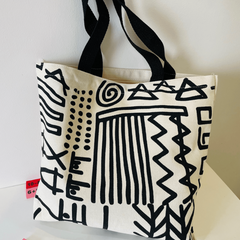 Abstract Line Pattern Canvas Bag Storage Handbag for Work & School