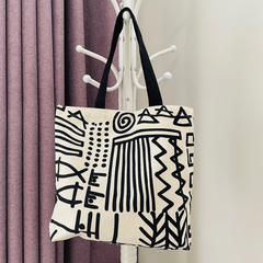 Abstract Line Pattern Canvas Bag Storage Handbag for Work & School