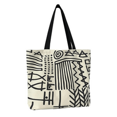 Abstract Line Pattern Canvas Bag Storage Handbag for Work & School
