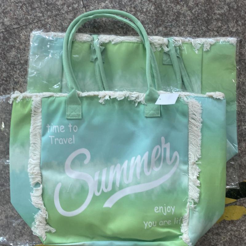 Tassel Trim Canvas Tote Bag Summer Beach Bag Large Capacity Shoulder Bag