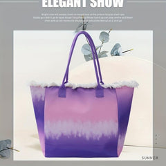 Tassel Trim Canvas Tote Bag Summer Beach Bag Large Capacity Shoulder Bag
