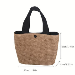 Large Straw Beach Tote Bag Casual Woven Handbag Women's Shoulder