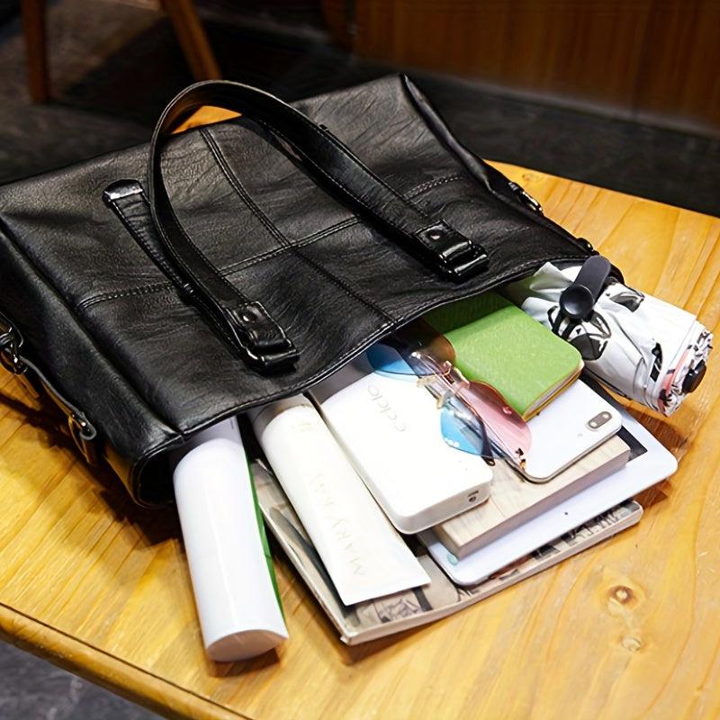 Large Capacity Crossbody Tote Bag PU Leather Shoulder Bag