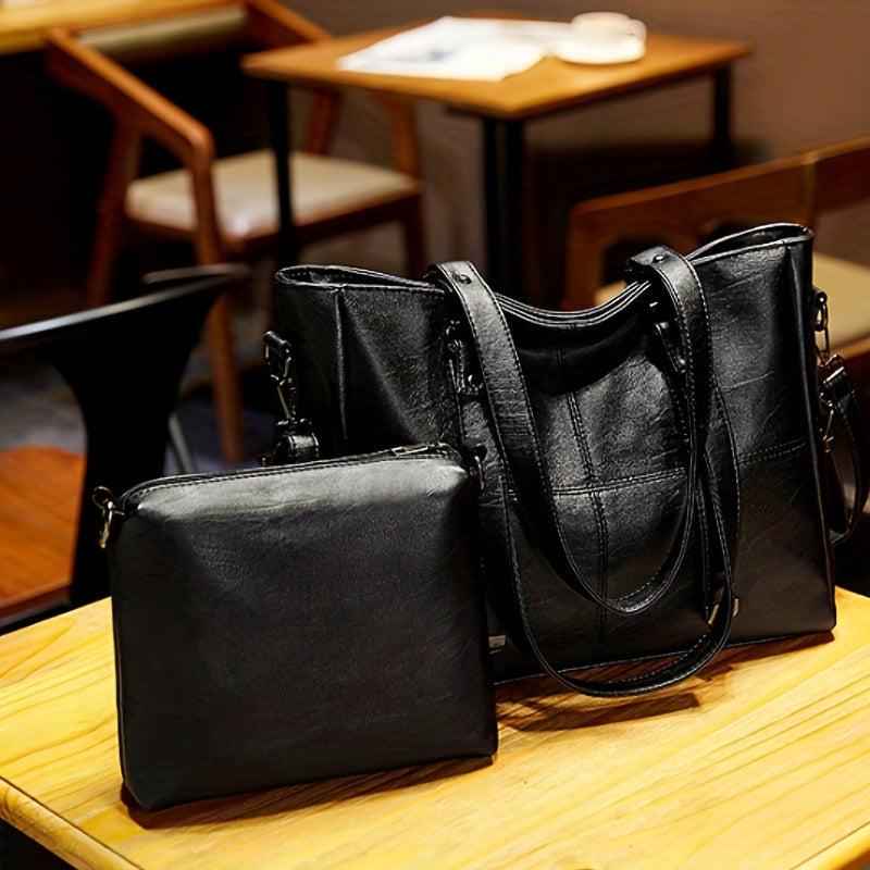 Large Capacity Crossbody Tote Bag PU Leather Shoulder Bag