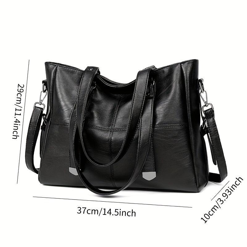 Large Capacity Crossbody Tote Bag PU Leather Shoulder Bag