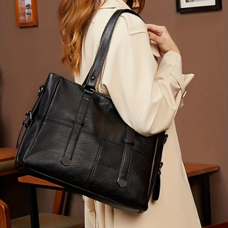 Large Capacity Crossbody Tote Bag PU Leather Shoulder Bag