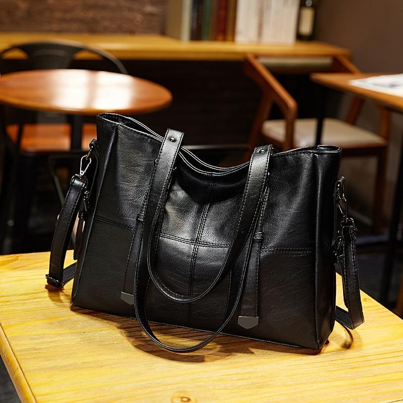 Large Capacity Crossbody Tote Bag PU Leather Shoulder Bag