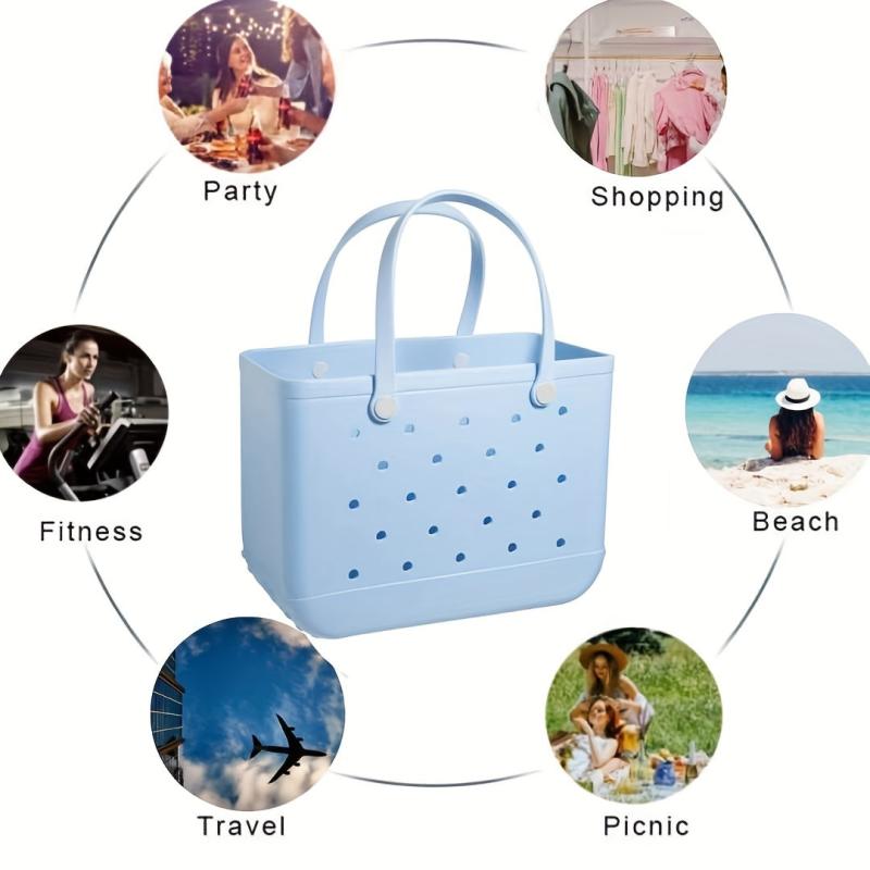 Large Outdoor Beach Bag EVA Pink Tote Washable Handbag