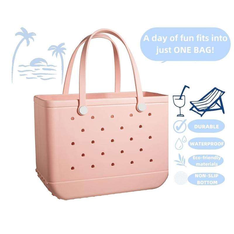 Large Outdoor Beach Bag EVA Pink Tote Washable Handbag