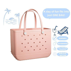 Large Outdoor Beach Bag EVA Pink Tote Washable Handbag