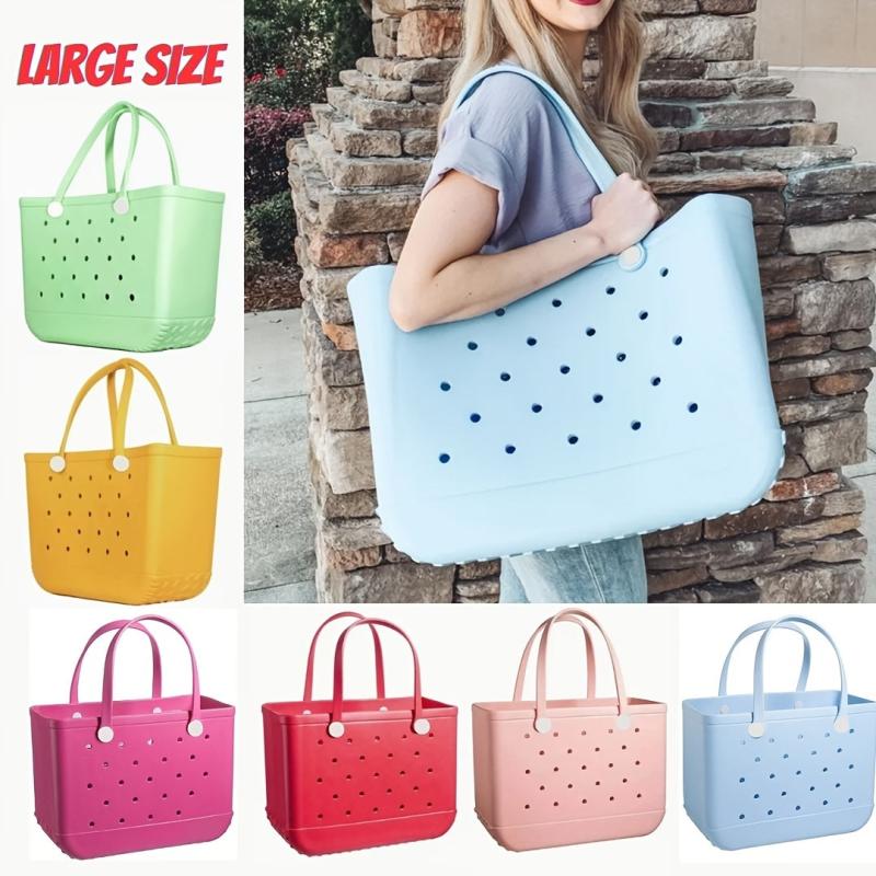 Large Outdoor Beach Bag EVA Pink Tote Washable Handbag
