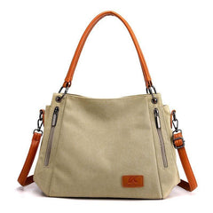 Large Capacity Canvas Colorblock Satchel Tote Bag