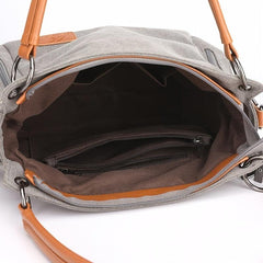 Large Capacity Canvas Colorblock Satchel Tote Bag
