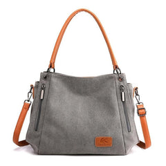 Large Capacity Canvas Colorblock Satchel Tote Bag