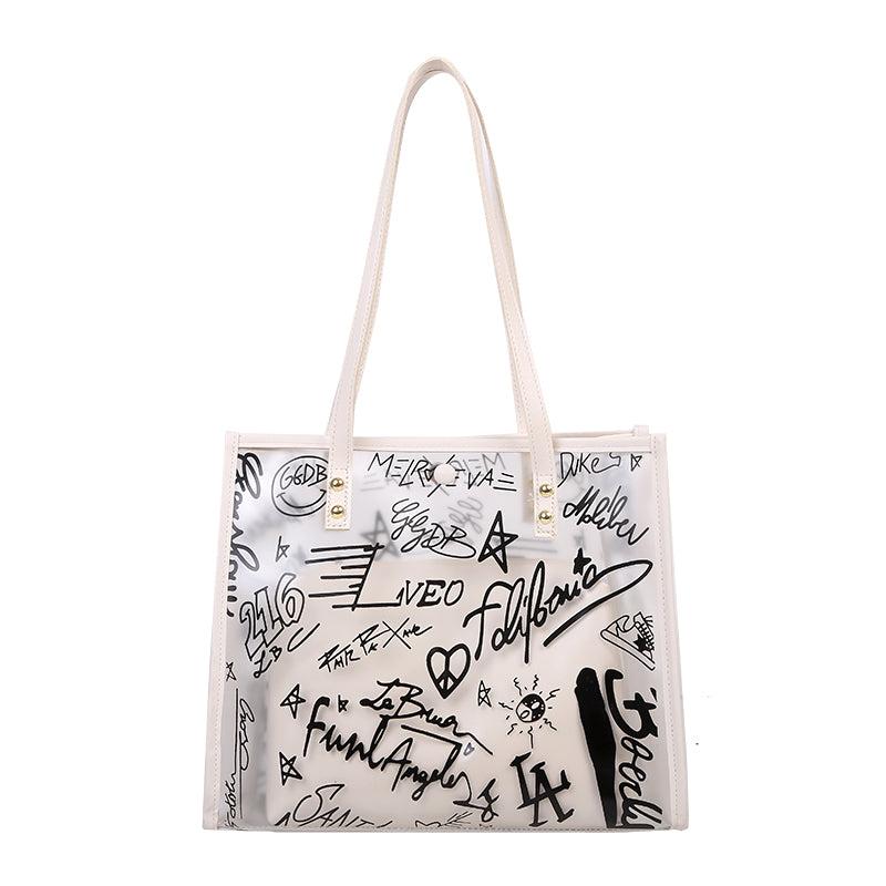 2Pcs Clear Tote Bag Set Waterproof Beach Shoulder Bag